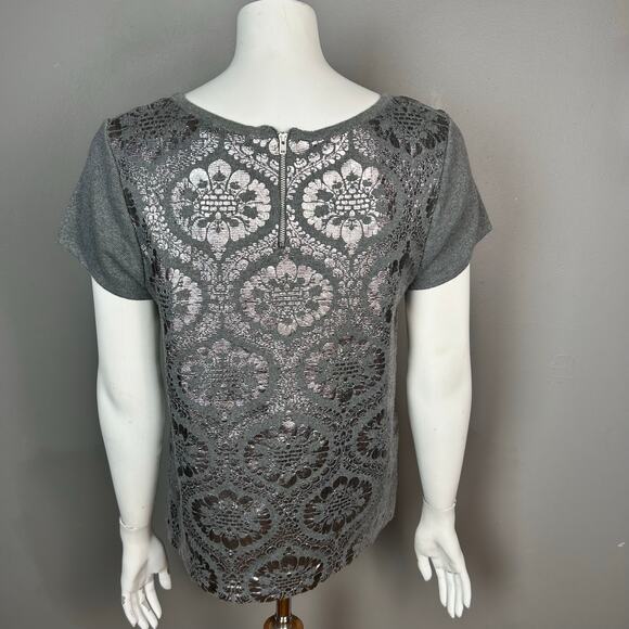 Anthropologie Moth sweater small gray metallic fairy holiday royal cotton - Picture 5 of 10